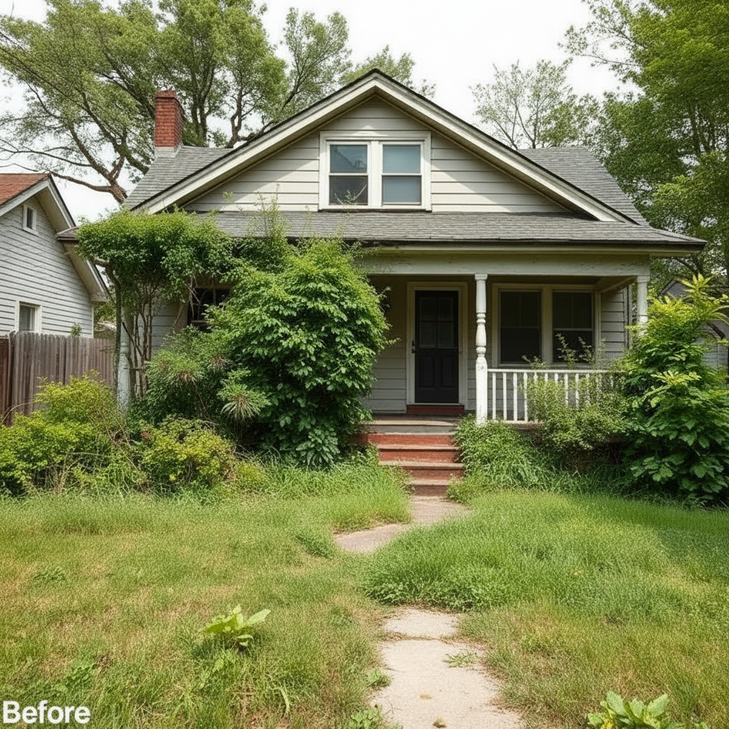Fargo home before cash purchase by Prairie Home Rescue